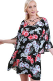 Floral Split Bell Sleeve Dress