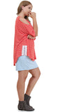 Striped Cold Shoulder Top, Strawberry