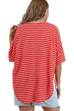 Striped Cold Shoulder Top, Strawberry