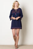 Gypsy Love Embroidered Shift Dress, Navy
