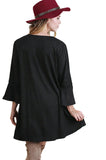 Floral Embroidered Bell Sleeve Dress, Black