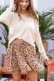 main strip leopard mini skirt