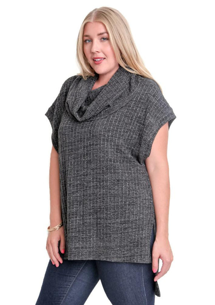 umgee oreo cowl neck tunic top