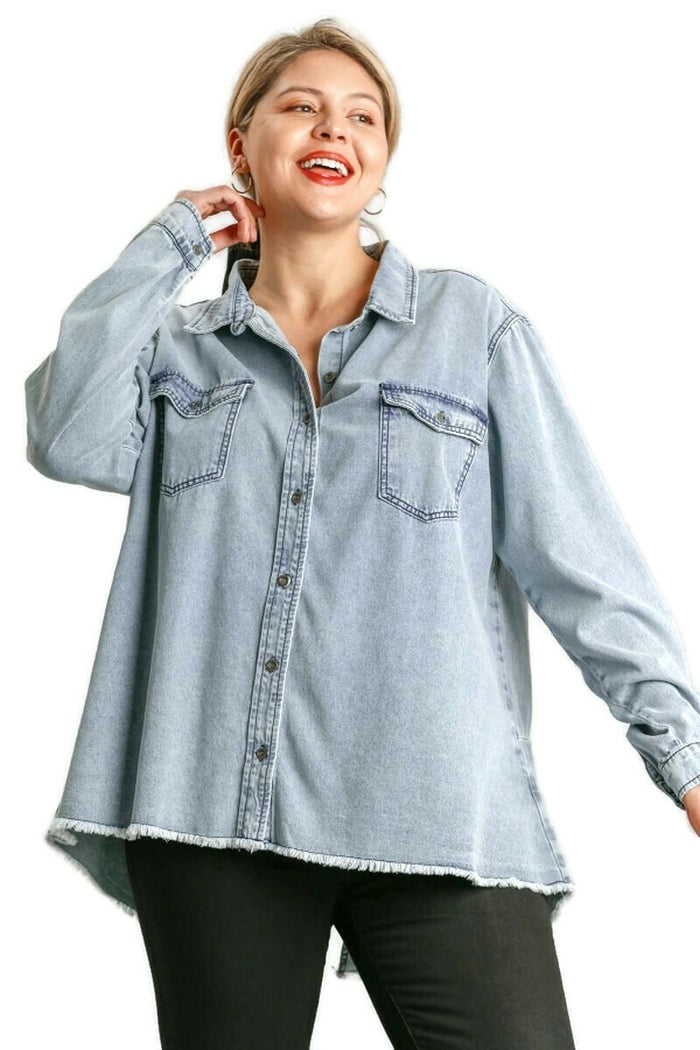 umgee usa Button Down Denim Shacket