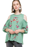 umgee usa Floral Embroidered Peasant Top