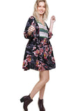 Floral Peasant Dress, Black