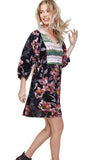 Floral Peasant Dress, Black
