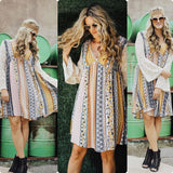 Mixed Print Lace Dress, Mustard