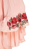Floral Embroidered Off The Shoulder Mini Dress, Blush