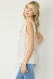 Sleeveless V-Neck Top, Ivory