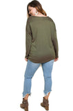 Heathered Front Knot Detail Top, Olive