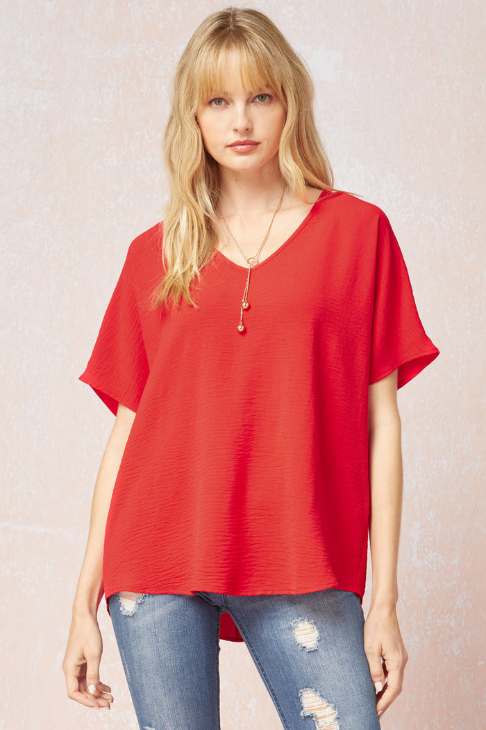 entro usa solid V-neck top