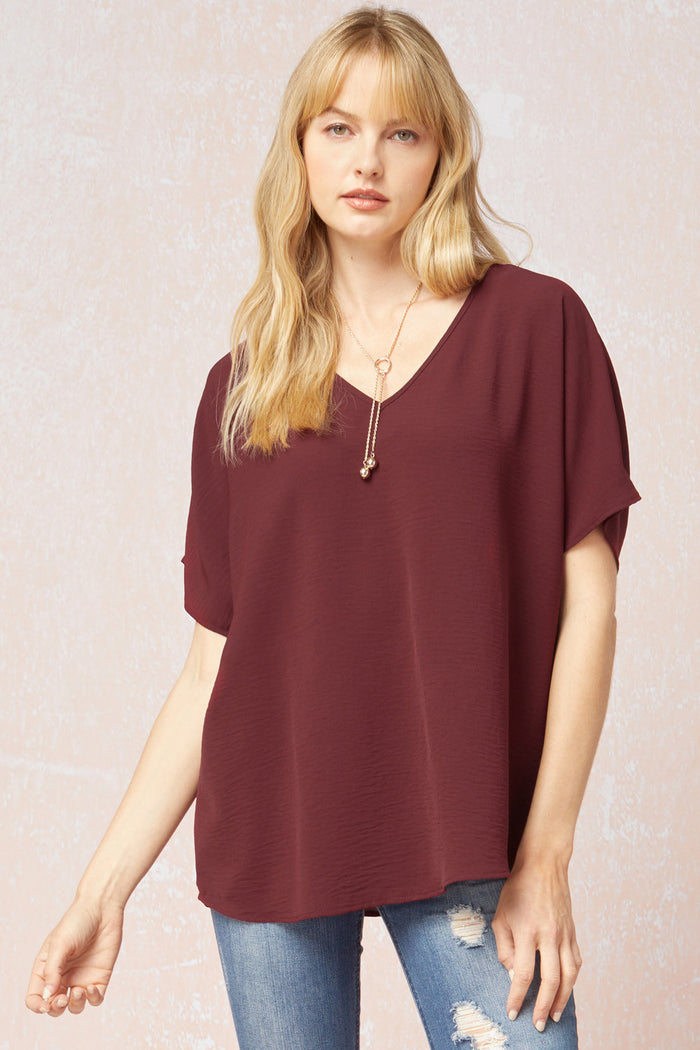 entro usa solid v-neck top