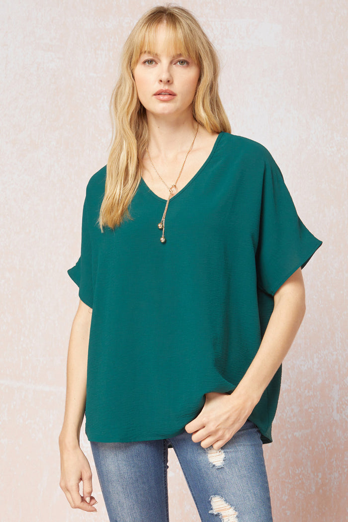 entro USA Solid V-neck Top