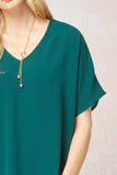 Solid V-Neck Top, Hunter
