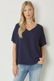 entro USA SOLID V-NECK TOP
