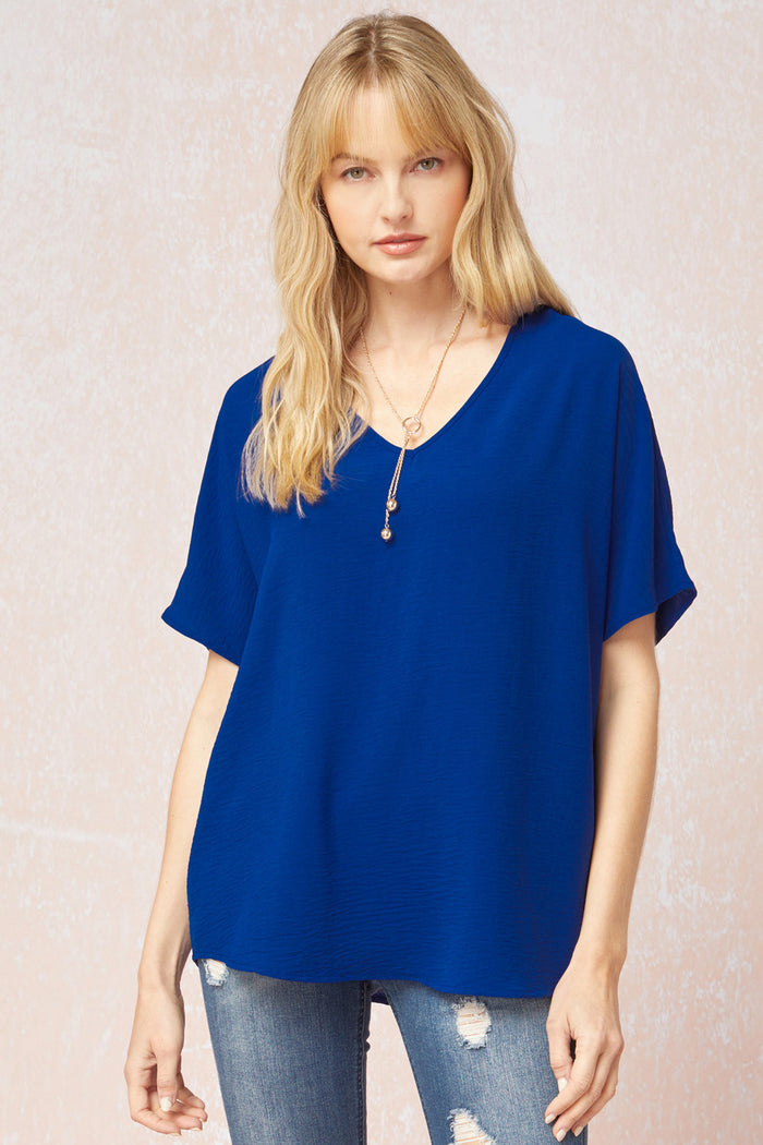 entro USA SOLID V-NECK TOP