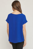Short Sleeve Scoop Neck Top, Royal