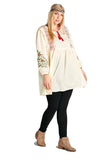 Floral Embroidered Peasant Dress, Cream