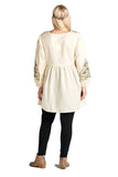Floral Embroidered Peasant Dress, Cream