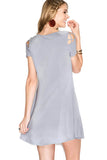 Criss Cross Modal Cupro Swing Dress, Blue Grey