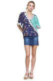 umgee floral mixed print crossbody top