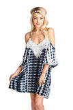 Tie Dye & Fringe Mini Dress, Black
