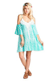 Tie Dye & Fringe Mini Dress, Mint