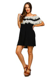 Off the Shoulder Fringe Dress, Black