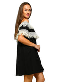 Off the Shoulder Fringe Dress, Black