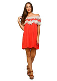 Off the Shoulder Fringe Dress, Coral