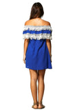 Off the Shoulder Fringe Dress, Blue