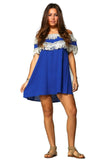 Off the Shoulder Fringe Dress, Blue