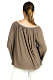 Embroidered Bell Sleeve Knit Top, Mocha