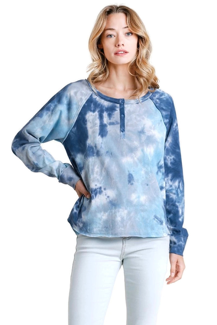umgee Tie Dye Henley Top
