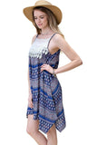 Asymmetrical Aztec Tank Dress, Blue