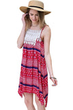 Asymmetrical Aztec Tank Dress, Fuchsia