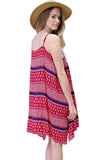 Asymmetrical Aztec Tank Dress, Fuchsia