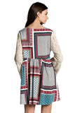Hanky Border Print Lace Dress , Red Mix