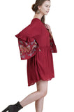 Ruffled Embroidered Keyhole Dress, Red