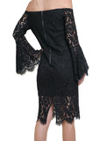Floral Lace Bell Sleeve Midi Dress