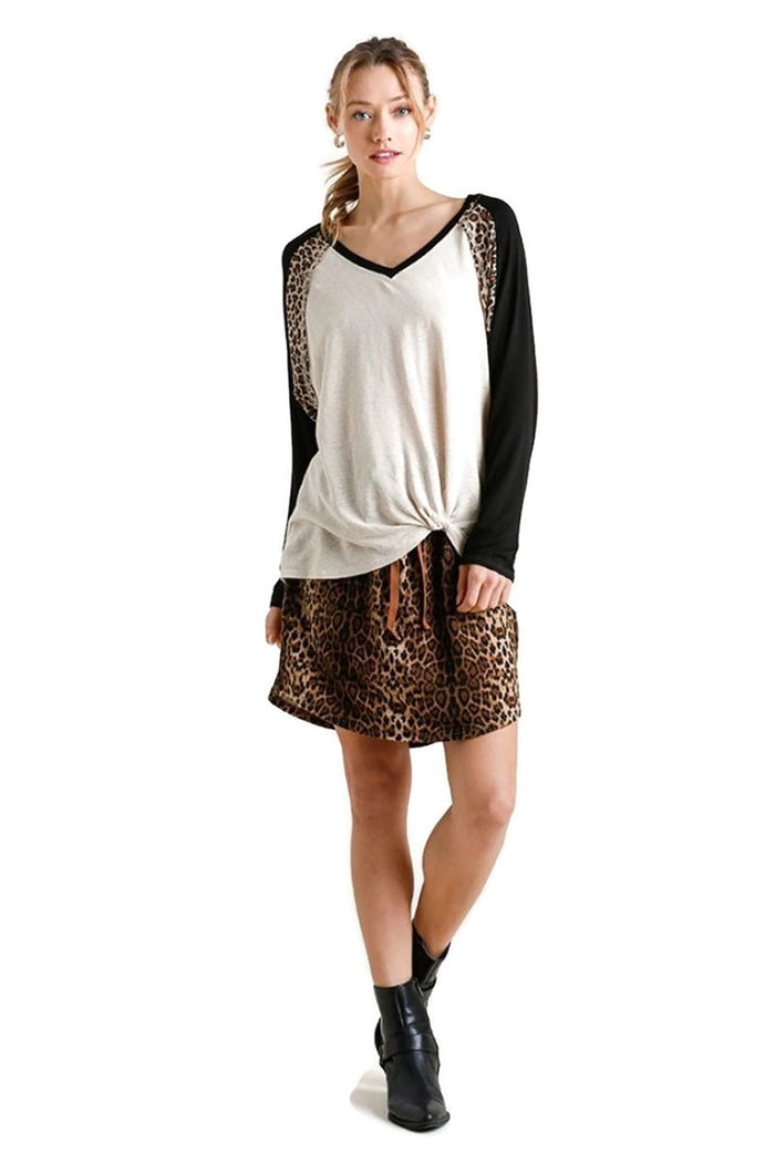umgee Leopard Knot Top