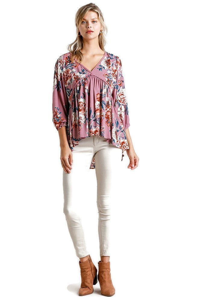 umgee usa Floral Babydoll Top