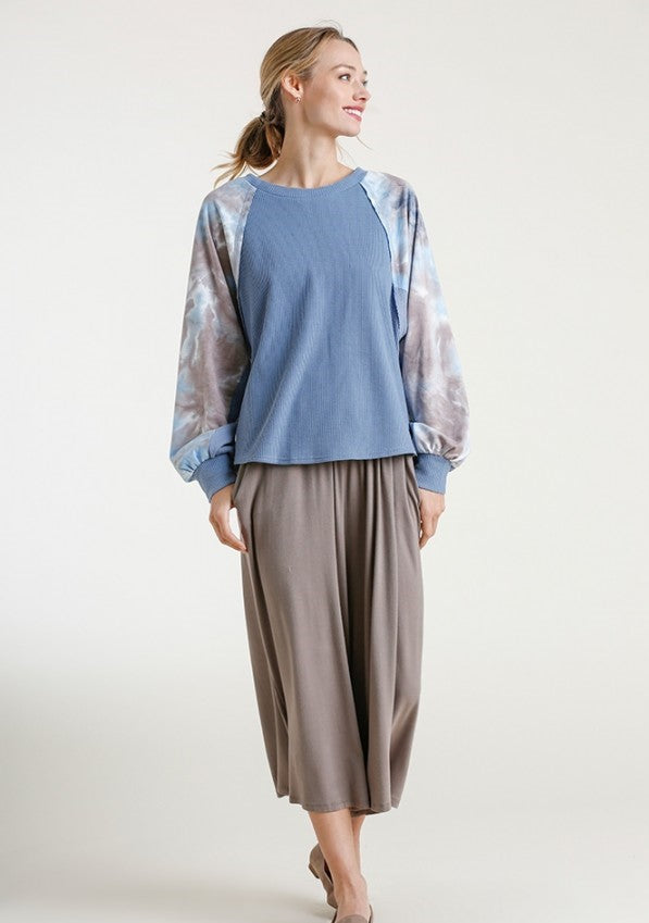umgee usa Waffle Knit tie Dye Top