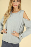 Distressed Grommet Top, Heather Gray