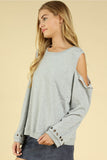 Distressed Grommet Top, Heather Gray