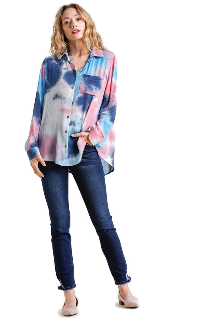 umgee tie dye blouse
