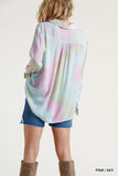 Hidden Gem Tie Dye Blouse, Pink Sky