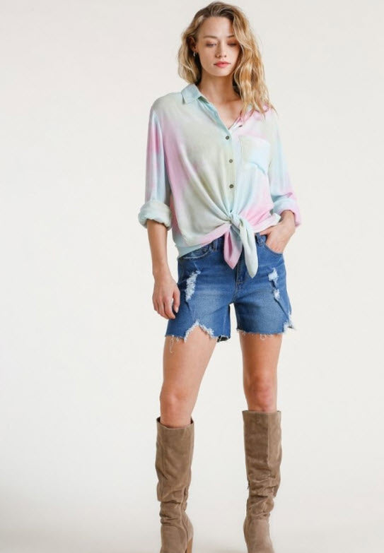 umgee tie dye blouse