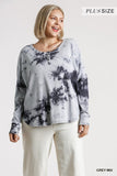 Tie Dye Ribbed Top,  Grey